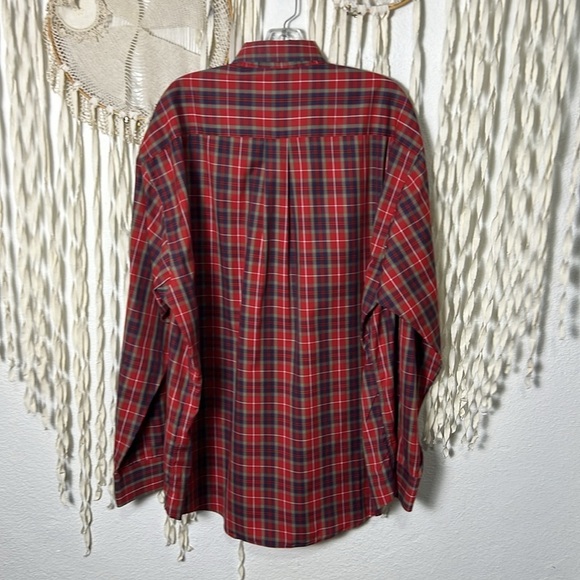Burberry London Men's Red Plaid Long Sleeve Button Down Shirt Size XL - Picture 5 of 9